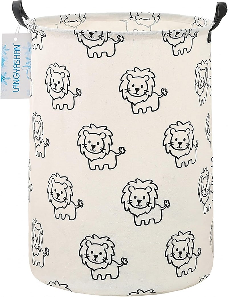 LANGYASHAN (Lion) - Storage Bin,Canvas Fabric Collapsible Organiser Basket for Laundry Hamper,Toy Bins,Gift Baskets, Bedroom, Clothes,Baby Nursery(Lion) - Image 1