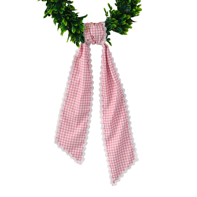 DYSHAYEN Wreath Sash for Front Door,Canvas RIC Rac Trim Wreath Accessories for Yard Doorway Indoor Outdoor Bridal Shower Xmas Home (White-Blue Trim) - Image 1