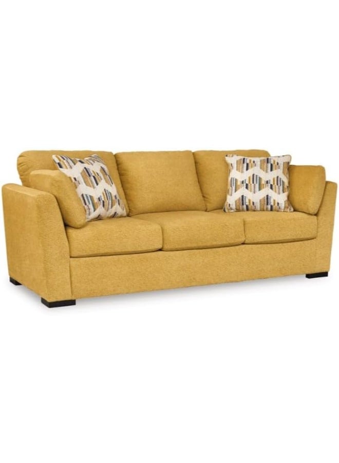 Comfynest Comfynest Contemporary 3-Seater Leather Sofa Set – Premium Comfort & Elegant Design for Modern Living Rooms (Yellow)  - Image 5