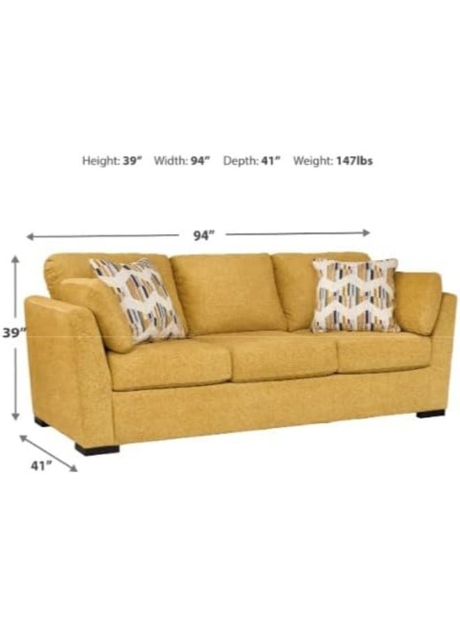 Comfynest Comfynest Contemporary 3-Seater Leather Sofa Set – Premium Comfort & Elegant Design for Modern Living Rooms (Yellow)  - Image 2