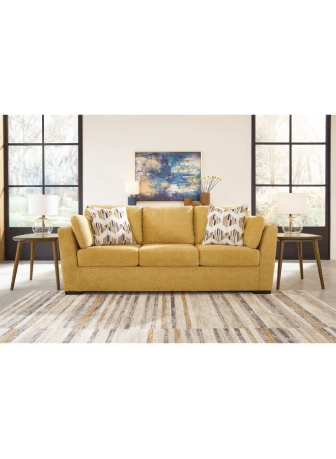 Comfynest Comfynest Contemporary 3-Seater Leather Sofa Set – Premium Comfort & Elegant Design for Modern Living Rooms (Yellow)  - Image 1