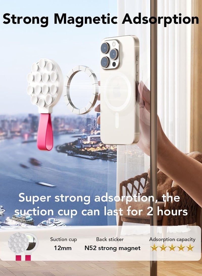 general Magnetic Silicone Suction Cup Phone Mount Built-in Mirror for MagSafe,Sticky Phone Grip Holder for iPhone, Hands-Free for Makeup Shower, Octo Sticky Buddy Thing Back of Case for TikTok Selfie Video - Image 3