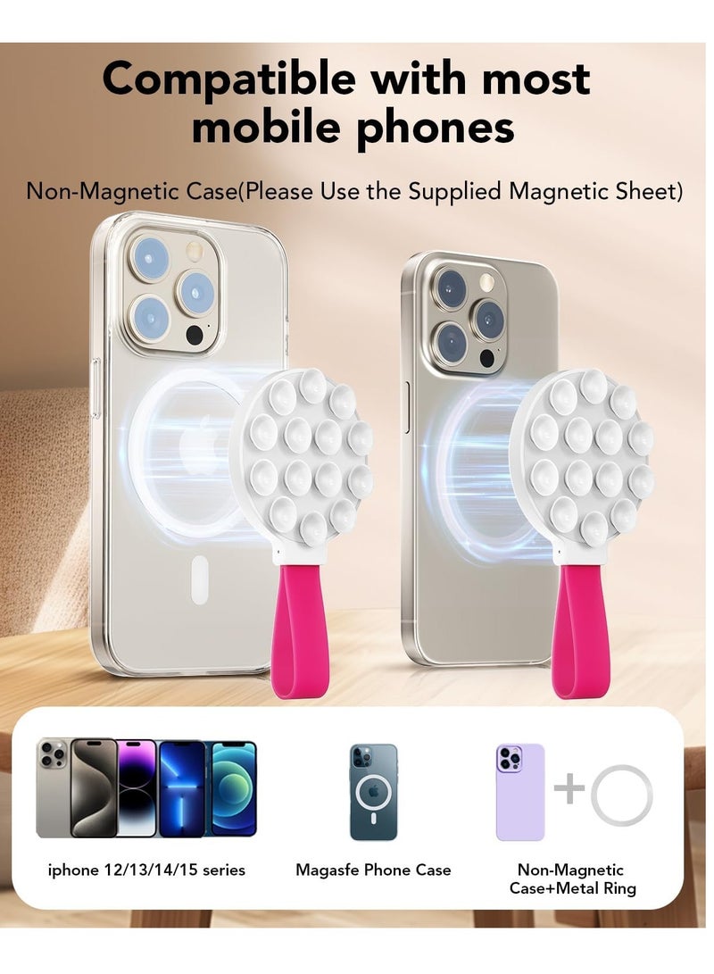 general Magnetic Silicone Suction Cup Phone Mount Built-in Mirror for MagSafe,Sticky Phone Grip Holder for iPhone, Hands-Free for Makeup Shower, Octo Sticky Buddy Thing Back of Case for TikTok Selfie Video - Image 5