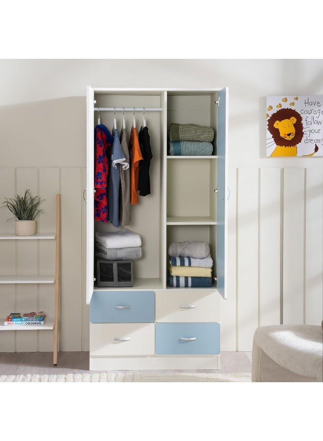 Pan Home Bella Kids 2 Door Wardrobe - Blue  - Image 2