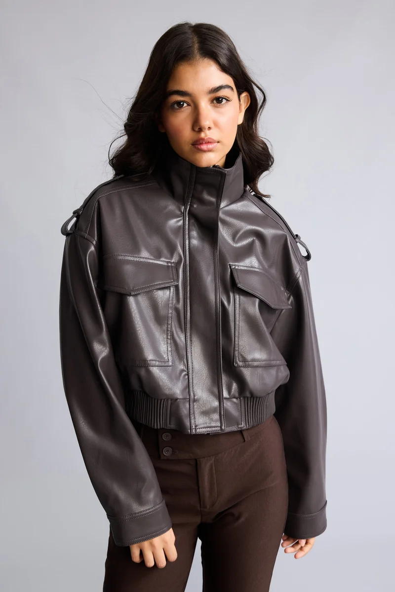 Defacto  Faux Leather Faux Leather Jacket for Women | Best Price UAE