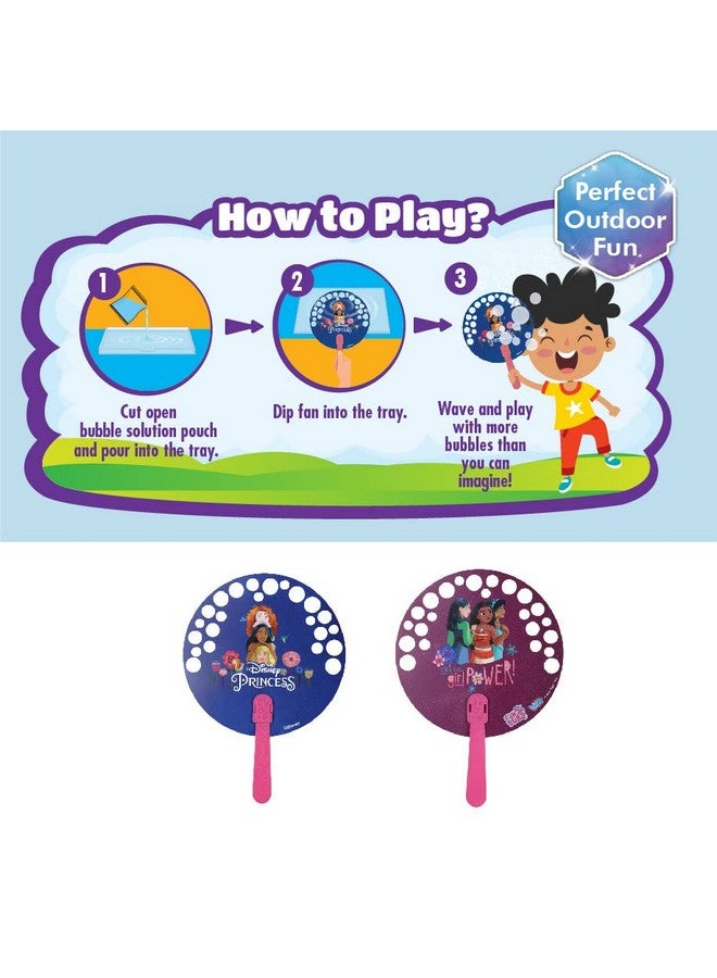 Bubble Magic FanBubs Disney Princesses Theme|Thick Viscous Concentrate Solution Pouches With HandFan|Just Dip,Wave& Play|Bubble Maker|Birthday & Return Gift For Kids 3+|Outdoor Indoor Toy|MadeIn India - Image 3