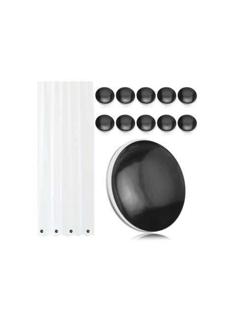 Magnetic Shower Curtain Weights - 10Pcs No Sew Weighted Magnets for Shower Curtain Liners, Prevents Blowing Outdoors, Ideal for Drapery, Tablecloths, and Flags (Black)
