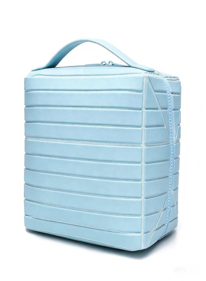Fold Down Standing Makeup Bag – Large Travel Toiletry Organizer (Blue) - Image 1