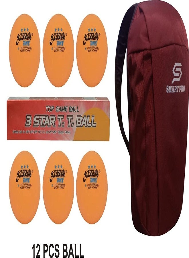 DHS TT Ball 40MM 3 Star Orange (6 Pcs Box) 12 PCS with Smart PRO TT Special Cover Speed Wine - Image 2