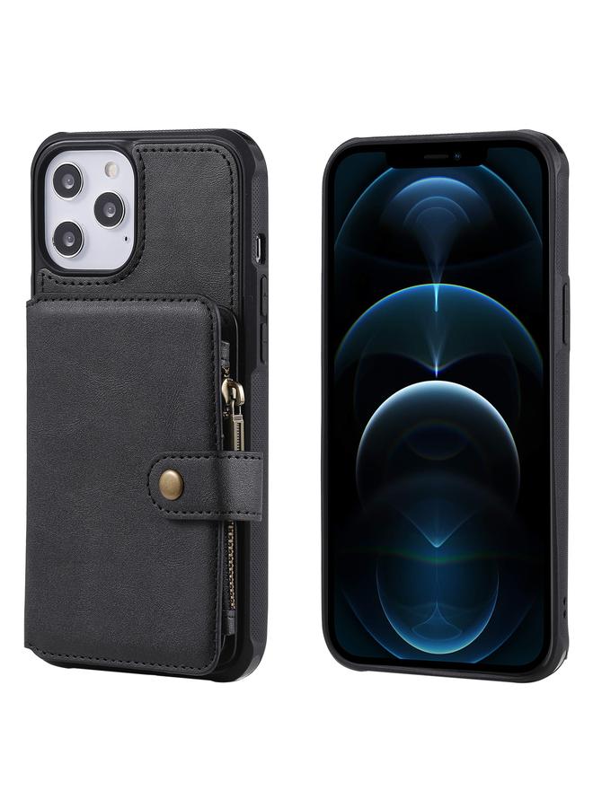 اس-توب جراب لهاتف iPhone 12 Pro Max جراب واقٍ مقاوم للصدمات بسحاب مع فتحات للبطاقات وقوس وحامل للصور ووظيفة المحفظة - Image 1