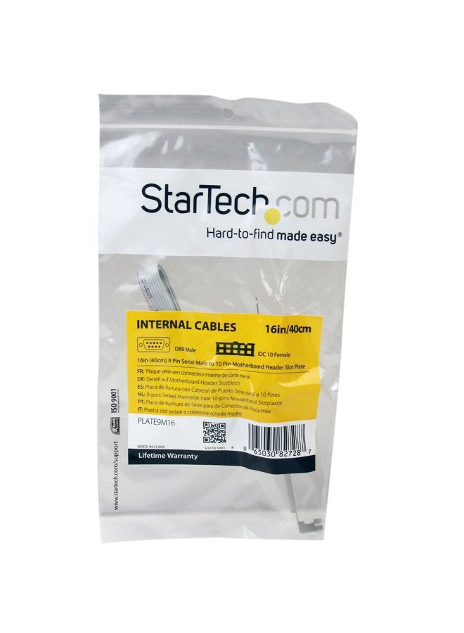 StarTech .com 16in (40cm) 9 Pin Serial Male to 10 Pin Motherboard Header Slot Plate - motherboard Serial Port Adapter (PLATE9M16), Gray - Image 4
