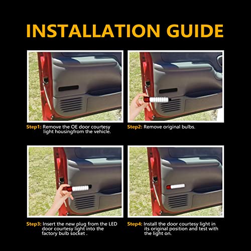 NEIFILES 4PCS LED Interior Door Panel Lights Courtesy Light Compatible with 1995-1999 Chevy C/K Silverado Sierra Yukon Door Reflector Light Intended for Hummer H2 2003-2009 - Image 5