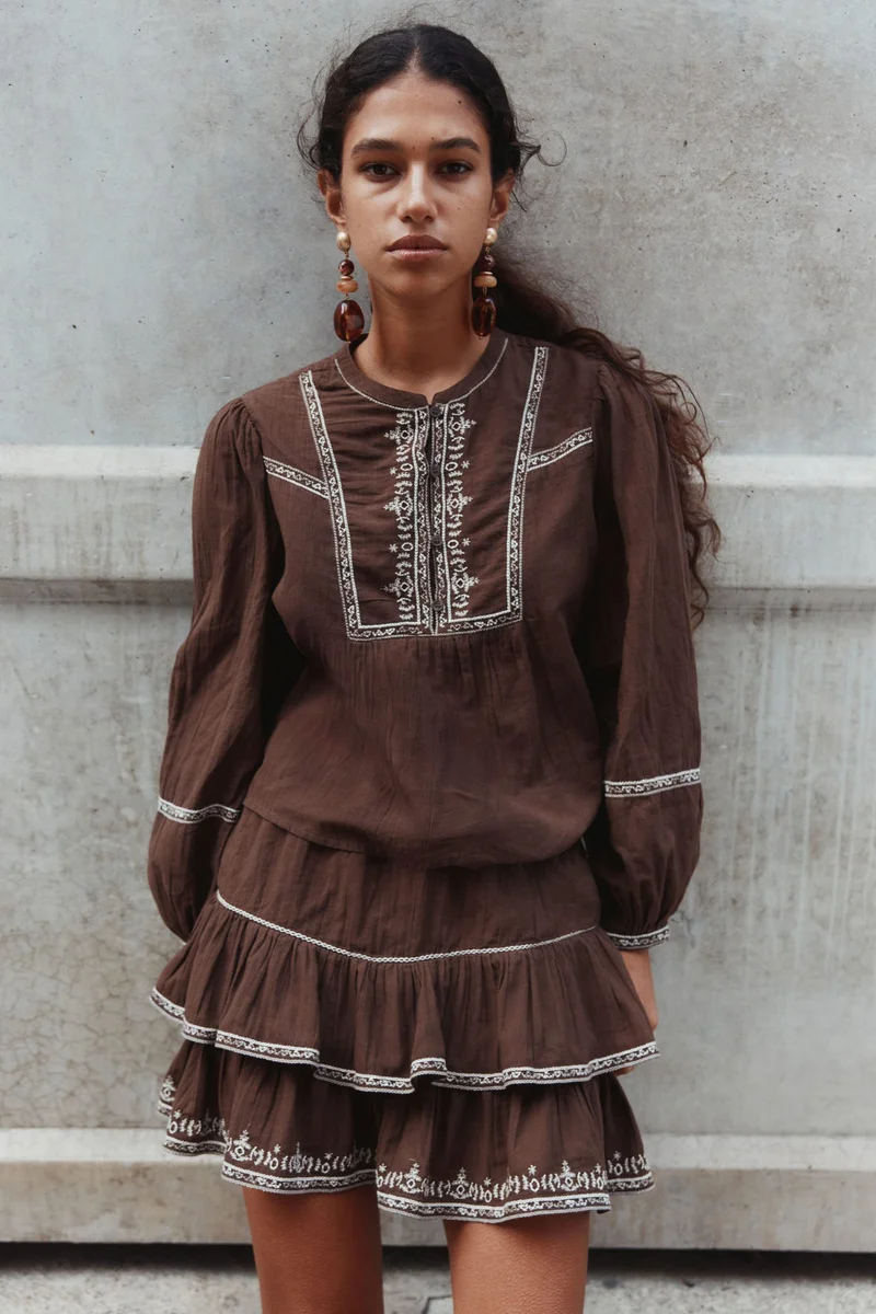 H&M Embroidered cotton blouse