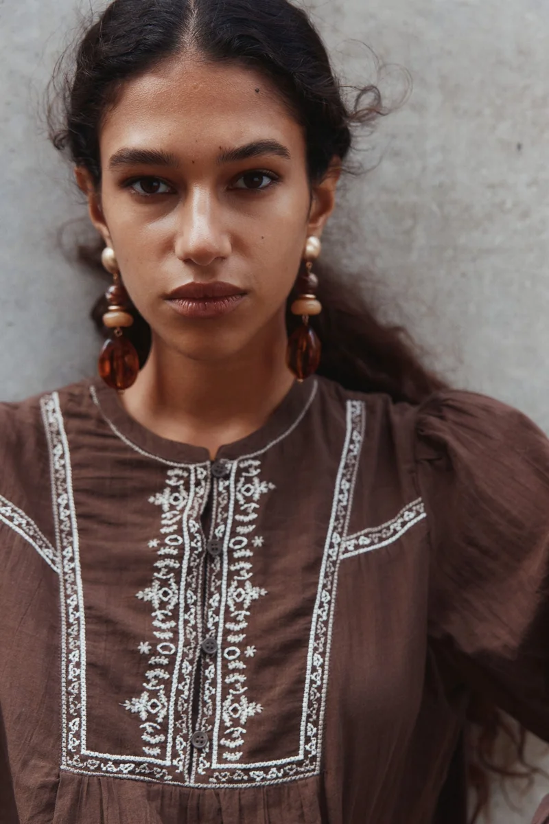 H&M Embroidered cotton blouse