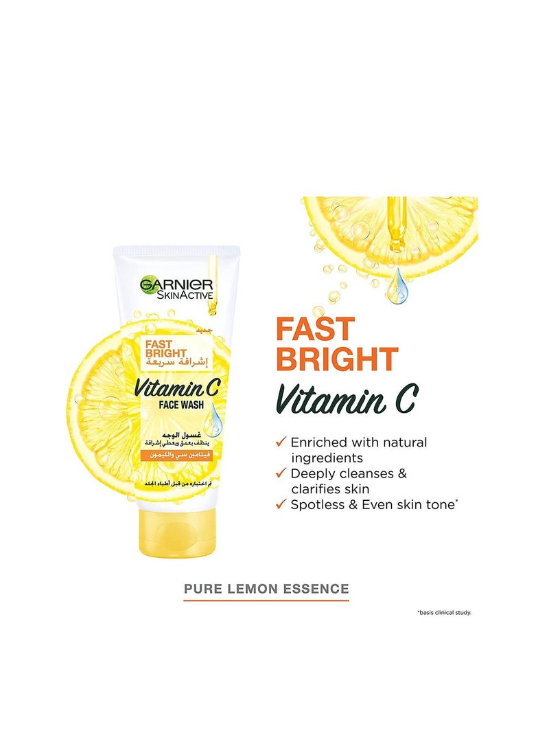 Garnier - Skin Active Fast Bright With Pure Lemon Essence Face Wash Clear 100ml - Image 1