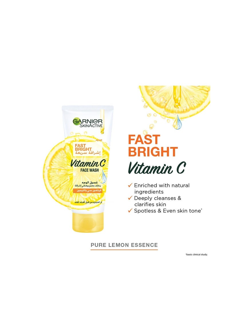 Garnier - Skin Active Fast Bright With Pure Lemon Essence Face Wash Clear 100ml - Image 1
