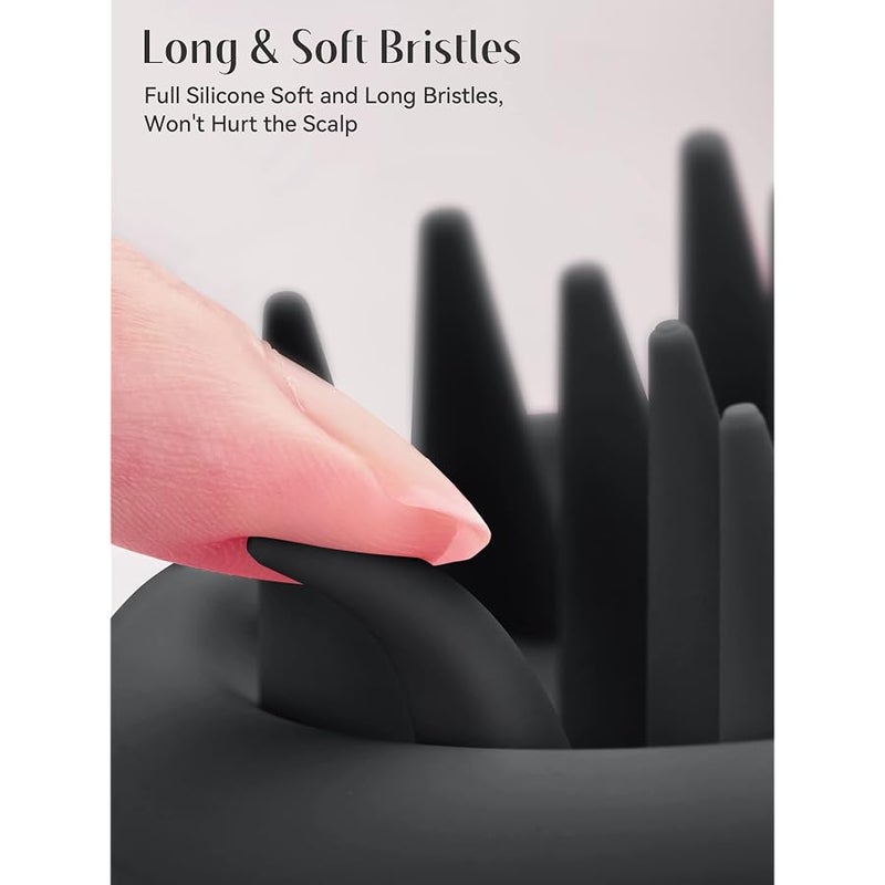 Heeta Scalp Massager Hair Growth, Scalp Scrubber with Soft Bristles, Integrated Silicone Design, Exfoliator for Dandruff Removal & Relaxation, Shampoo Brush Fit Wet Dry Hair Use, Black - Image 2