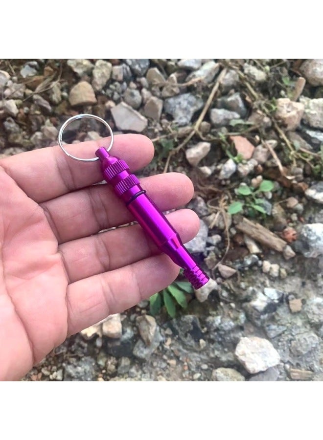 Generic Aluminum Alloy Multi-function Whistle Sealed Cabin Emergency Survival Whistle Emergency Survival Whistle Emergency Medicine Tank-Color:Purple - Image 1