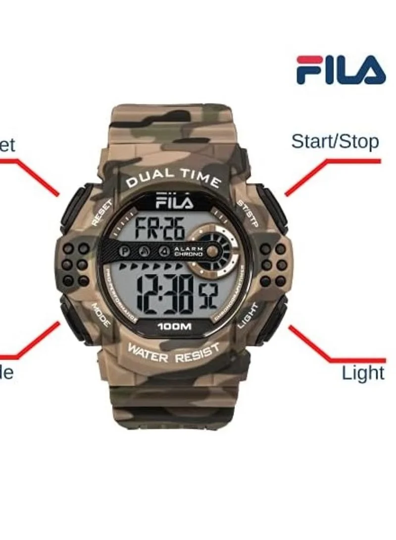 FILA men FILA ADULT UNISEX DIGITAL WATCH PLASTIC CASE BROWN PLASTIC STRAP, 38-171-003