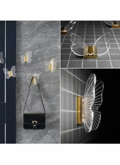 Excefore Decor Wall Hooks Heavy Duty for Hanging Coat Clothes Caps Hat Scarf Jacket Bag Robe;Butterfly Hook Up for Decorative Bedroom Bathroom Balcony Office Room;Screw Include Drilling Installation,Gold 1 Set  - Image 2