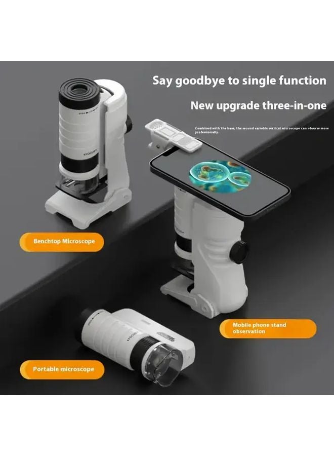 مجهر محمول عدسات عالية الدقة ثلاثة في واحد هدية تعليمية علمية للطلاب - Image 5