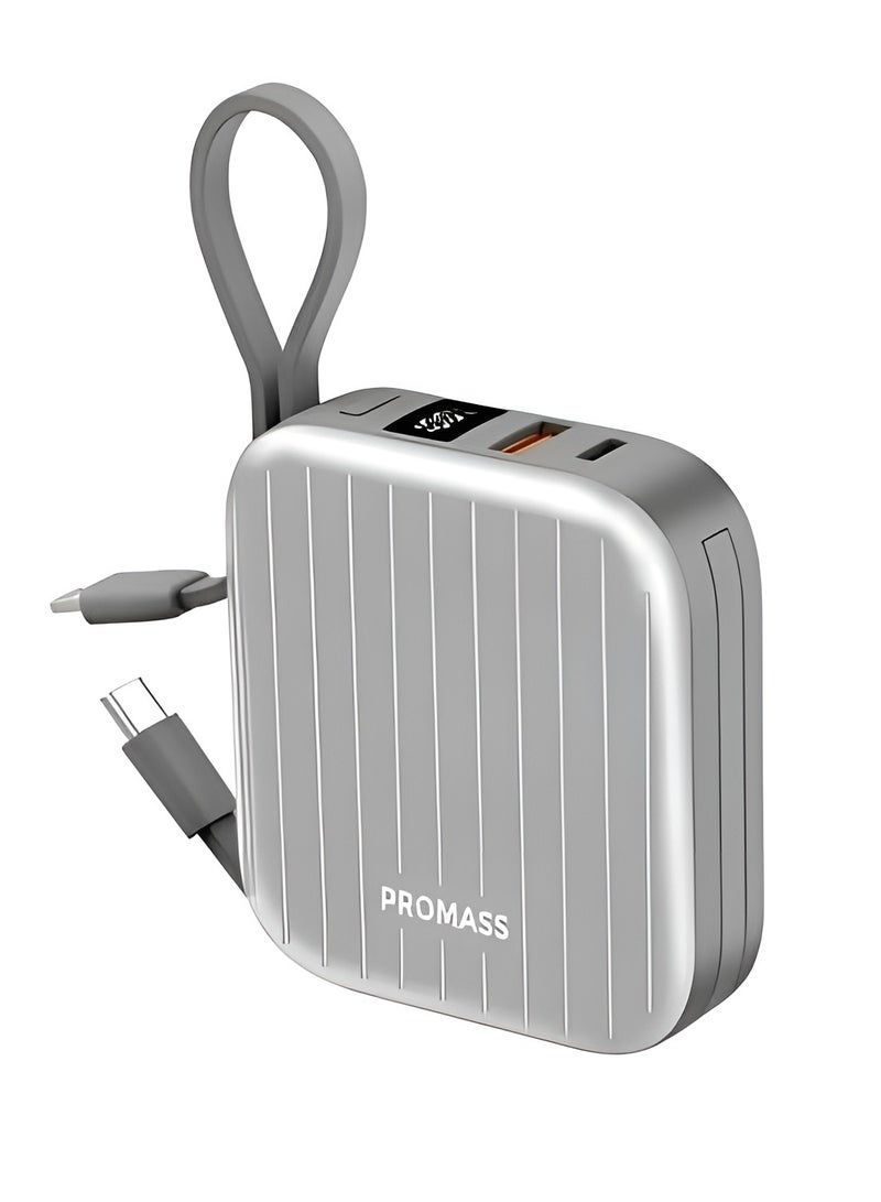 PROMASS Small Power Bank 10000mAH Built-in with 2 cables Supports Fast Charging 22.5W - Image 1
