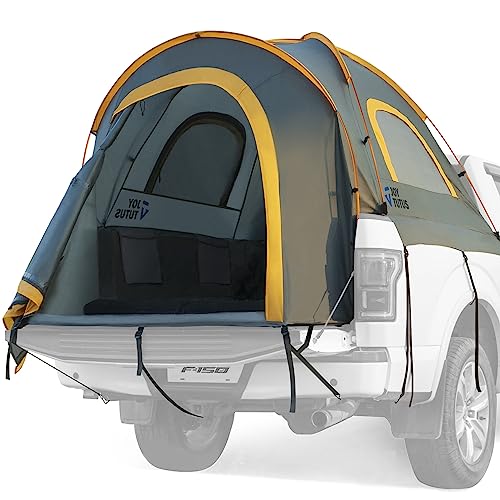 JOYTUTUS Pickup Truck Tent 5ft 20 Waterproof PU2000mm Double Layer for 2 Person Portable Truck Bed Tent with Rainfly Orange Aluminum Pole - Image 1