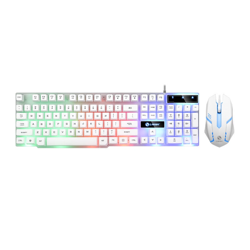 Li magnesium GTX300 luminous keyboard mouse set USB Keyboard USB mouse Internet cafe luminous game kit colorful backlight GTX300 white suit 