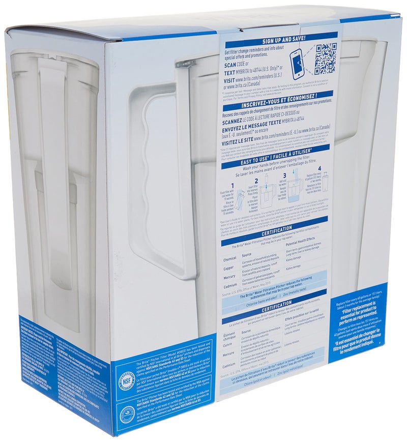 Brita Slim Water Pitcher with 1 Filter, White, 5 Cup - Image 5
