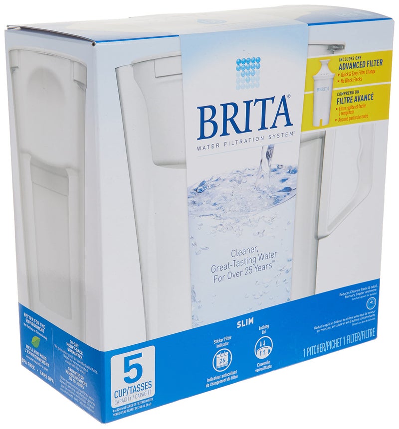Brita Slim Water Pitcher with 1 Filter, White, 5 Cup - Image 4