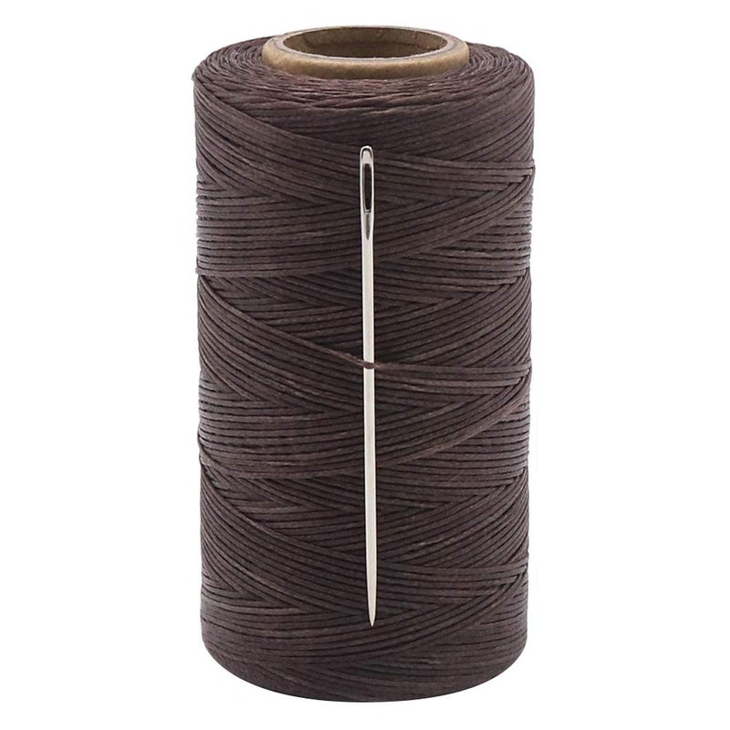 Vivifying 1mm Waxed Thread 328 Yard Brown 150D Waxed Leather Thread with Needles for Bookbinding DIY Crafts and Sewing Leather Projects