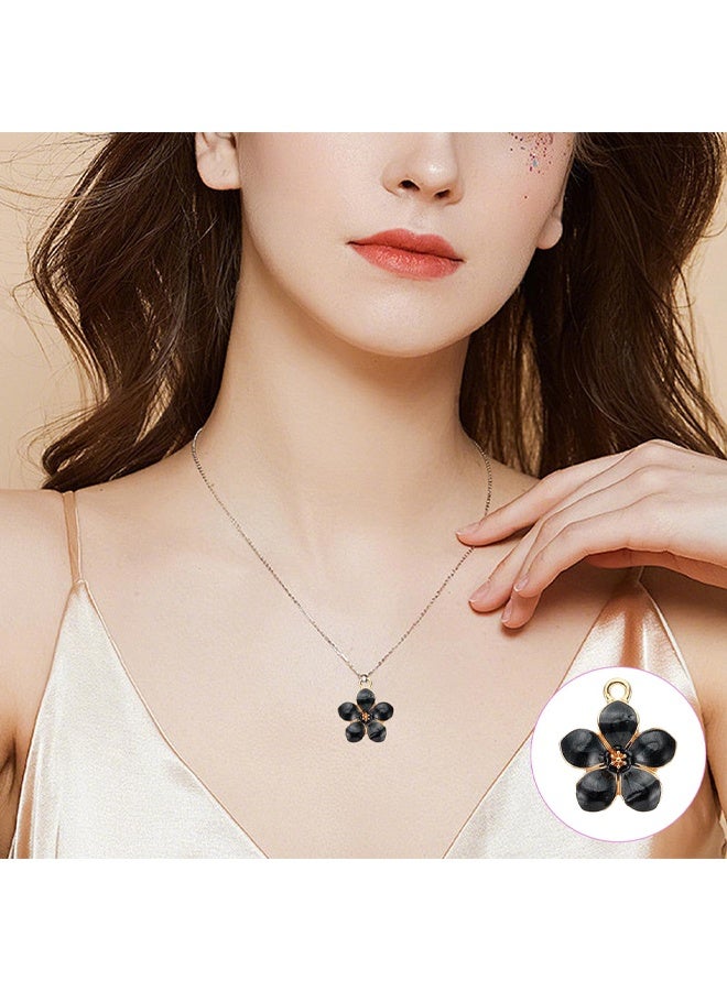 40Pcs Enamel Flower Charms Sets, Cherry Blossom Charms Pendants DIY Jewellery Making, Multi Color Alloy Floral Earring Pendants for Jewellery Making Bracelet, Necklace, Earring, Keychain - Image 5