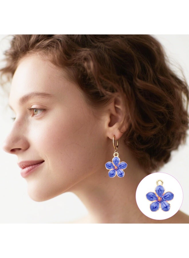 40Pcs Enamel Flower Charms Sets, Cherry Blossom Charms Pendants DIY Jewellery Making, Multi Color Alloy Floral Earring Pendants for Jewellery Making Bracelet, Necklace, Earring, Keychain - Image 4