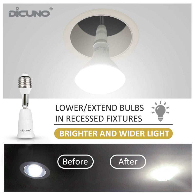DiCUNO E26 to E26 Socket Extender (9.5CM/3.74IN Extension), Standard Screw Base, 165â„ƒ Heat-Resistant, Maximum Wattage 200W, Socket Base Extension Adapter, 180 Degree Bendable, 10-Pack - Image 4