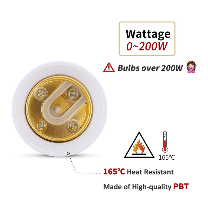 DiCUNO E26 to E26 Socket Extender (9.5CM/3.74IN Extension), Standard Screw Base, 165â„ƒ Heat-Resistant, Maximum Wattage 200W, Socket Base Extension Adapter, 180 Degree Bendable, 10-Pack - Image 5