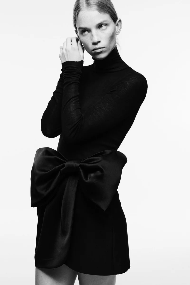 H&M Bow-detail satin skirt