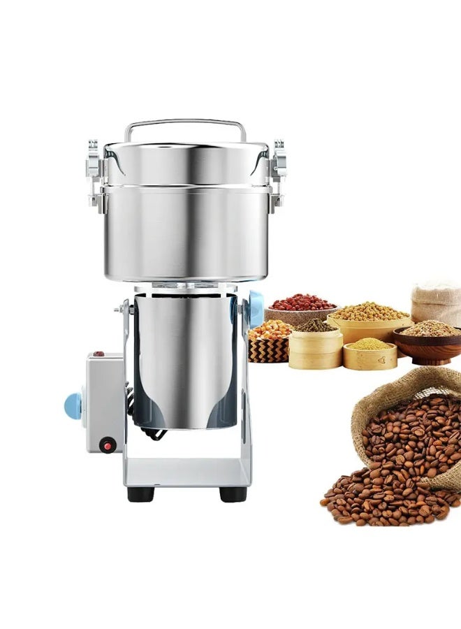 Silver Crest 2500GM Heavy Duty Grinder Machine with 4500W Copper Motor and Golden Blade for Spices, Herbs, Grains & Coffee powerful grinding with the Silver Crest 2500GM grinder featuring a high-performance 4500W copper motor, durable golden blade, stainless steel body, and fast grinding technology. Perfect for spices, herbs, grains, coffee beans, and dry food ingredients for home or commercial use. - Image 5