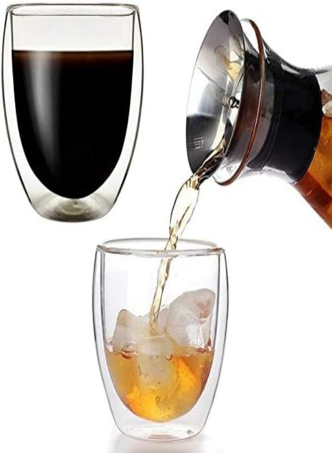 AKDC Lushh Double Wall Coffee & Tea Cups For Espresso Coffee Tea Milk Cappuccino & Beverages, 2Pcs Set 250 Ml - Image 1
