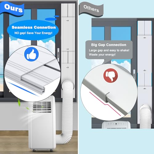 Kifiray Portable Air Conditioner Window Kit with 5.9" Anti-clockwise Exhaust Hose, Mobile A/C Unit Window Vent Seal Kit with 4 Adjustable Seamless Seal Plates for Vertical/Horizontal Sliding Window - Image 2