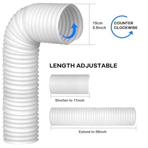 Kifiray Portable Air Conditioner Window Kit with 5.9" Anti-clockwise Exhaust Hose, Mobile A/C Unit Window Vent Seal Kit with 4 Adjustable Seamless Seal Plates for Vertical/Horizontal Sliding Window - Image 4
