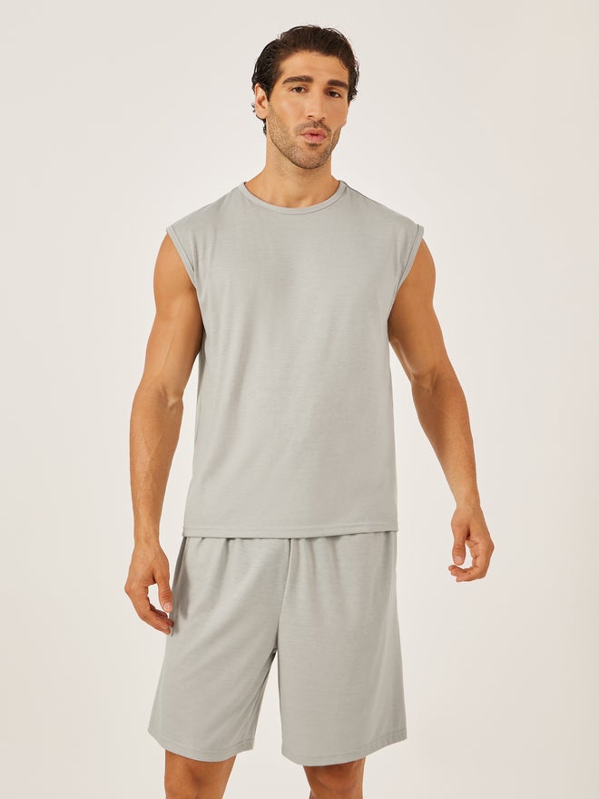 Styli Styli Unwind Solid Round Neck Tank and Shorts Set  - Image 2