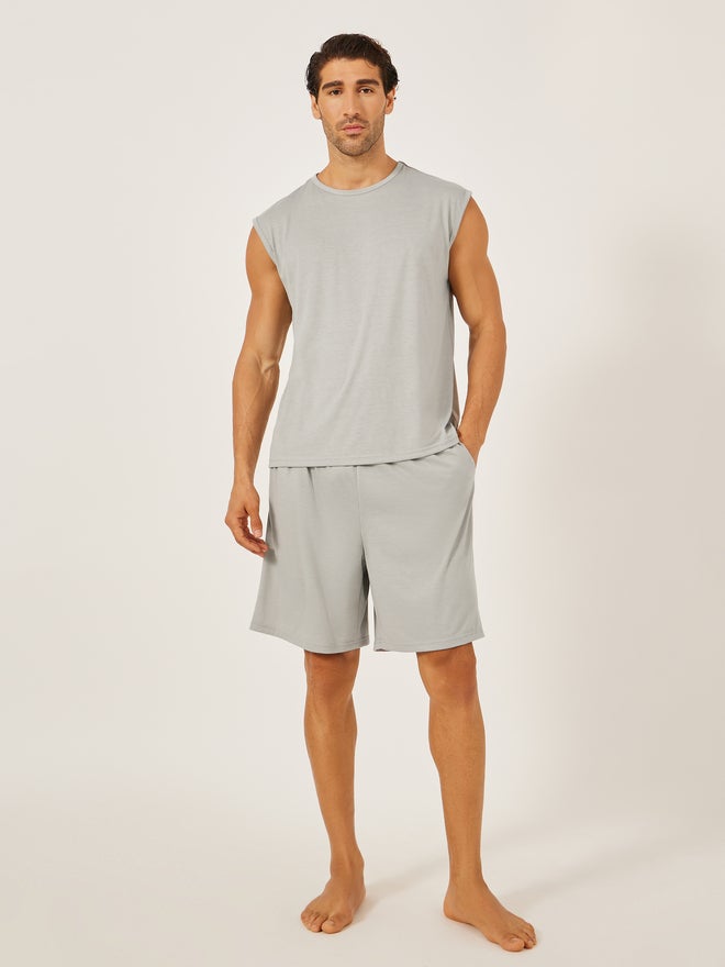 Styli Styli Unwind Solid Round Neck Tank and Shorts Set  - Image 1