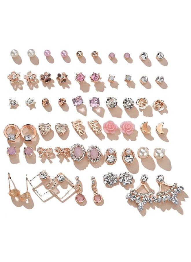 Shining Diva Fashion 30 Pairs Combo Set 18K Rose Gold Latest Stylish Earrings For Women And Girls 15610Er  - Image 1