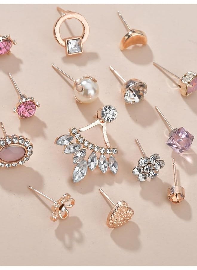 Shining Diva Fashion 30 Pairs Combo Set 18K Rose Gold Latest Stylish Earrings For Women And Girls 15610Er  - Image 4