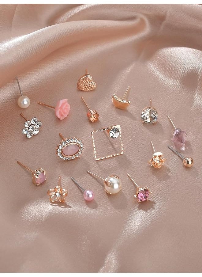 Shining Diva Fashion 30 Pairs Combo Set 18K Rose Gold Latest Stylish Earrings For Women And Girls 15610Er  - Image 5
