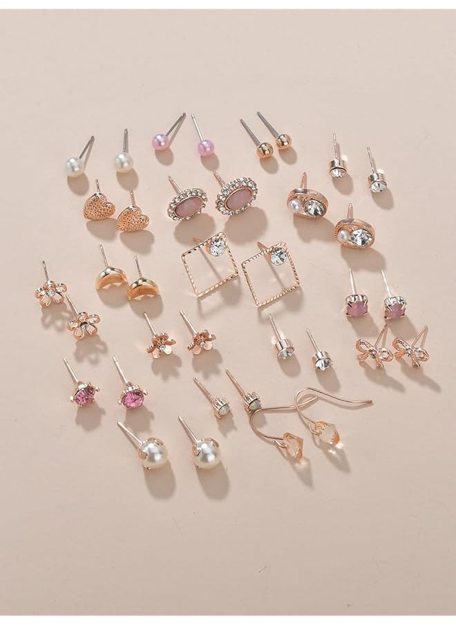 Shining Diva Fashion 30 Pairs Combo Set 18K Rose Gold Latest Stylish Earrings For Women And Girls 15610Er  - Image 3