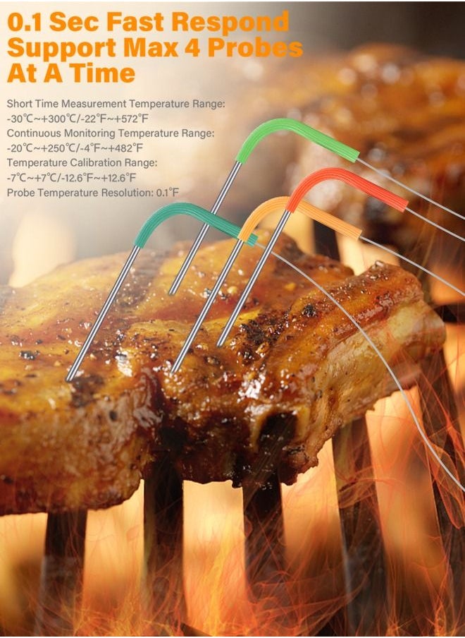 INKBIRD - INKBIRD WiFi & Bluetooth Grill Meat Thermometer IBBQ-4BW with 4 Colored Probes Timer High/Low Temp Alarm WiFi Wireless Barbecue Thermometer for Oven Kitchen Support Android & iOS - Image 1