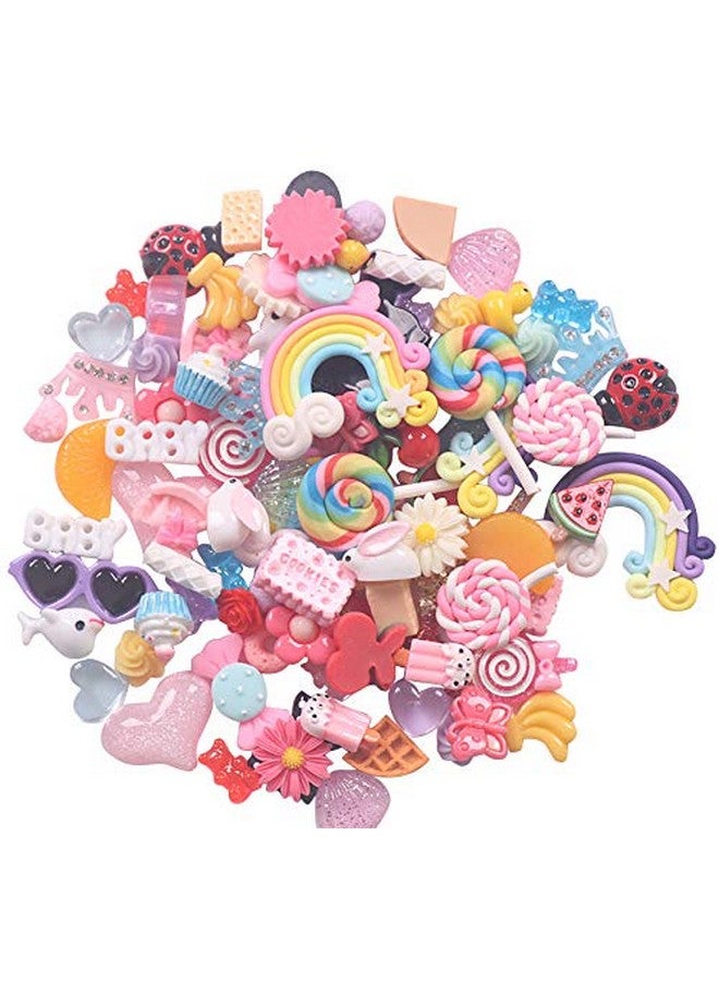 YAKA 50Pieces Mix Flat Backs Resin Embellishments Scrapbooking Supplies Diy Crafts Applique Flatback Embellishments Art Decorations Slime Charms - Image 2