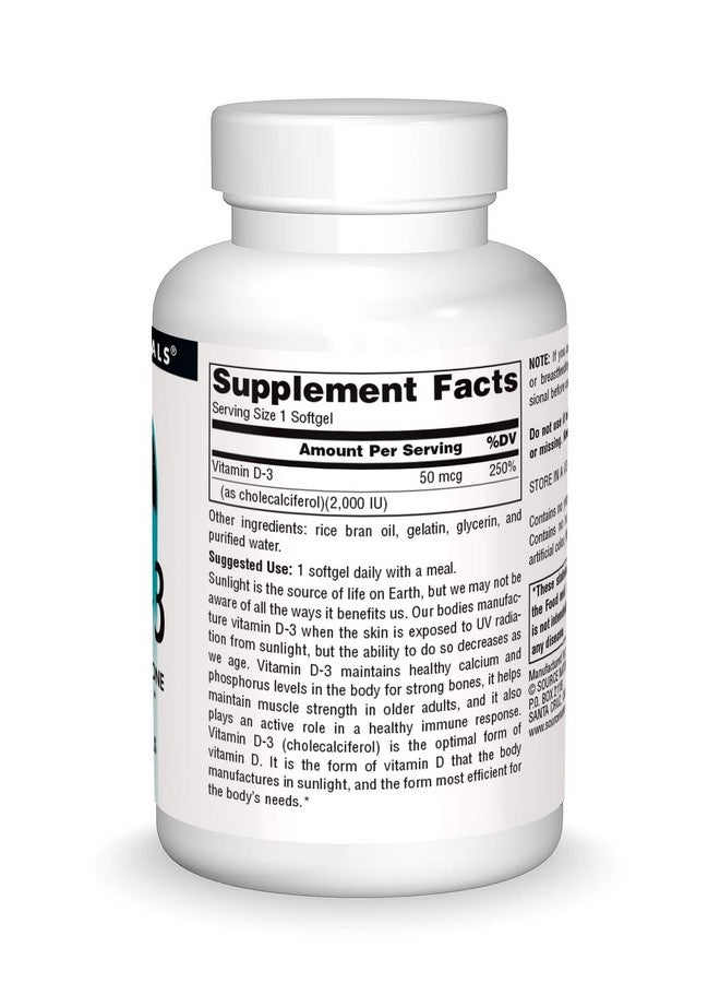 Source Naturals Vitamin D3 2000 Iu Supports Bone & Immune Health 200 Softgels - Image 4