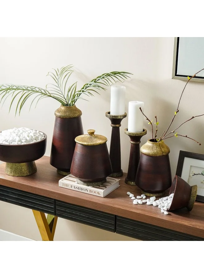 DANUBE HOME Ahsina Candle Holder Candle Stands  Home Wedding Table Birthday Party Holiday Decoration Taper Candle Holders Decorations Home Decor Brown 10X10X30Cm